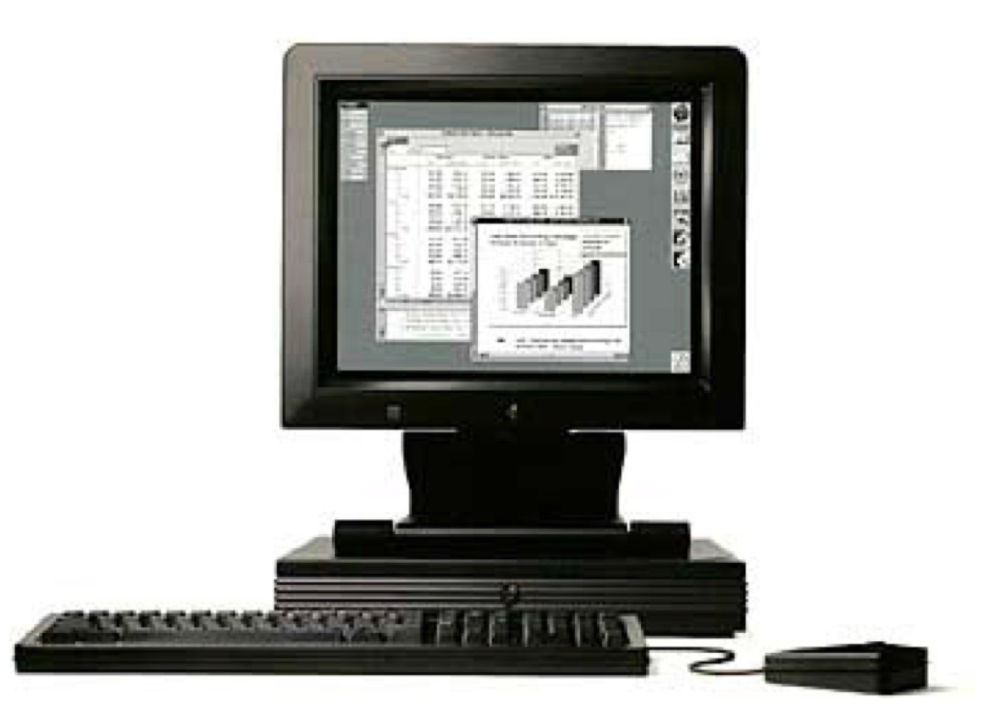 The NeXT computer with monitor, keyboard, and mouse